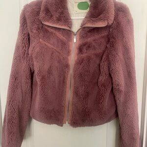 Anthropologie Plush Teddy Jacket in Dusty Rose
